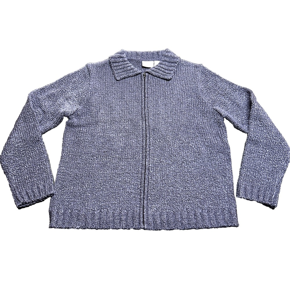 Sonoma Full Zip Cardigan Sweater Size Medium Purple Y2k Casual